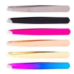 High quality Stainless Steel Tip Eyebrow Tweezers Face Hair Removal Clip Brow Trimmer Makeup Tools in stockl603