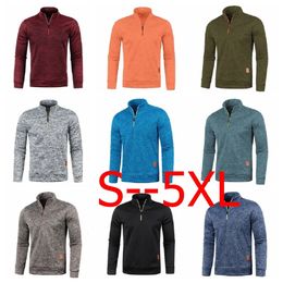 Men Thicker Half Zipper Sweaters Pullover for Male Hoody Man Sweatshir Solid Colour Turtleneck Swewatshirts Jumbo Size S-5XL 240106