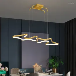 Pendant Lamps Modern Dining Room Lights Brass Cord Adjustable 3 Color Temperature Dimming For Kitchen Bar Restaurant