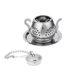 2021 Loose Teapot Shaped Tea Leaf Infuser Spice Stainless Steel Drinking Infuser Herbal Philtre Teaware Tools2065139