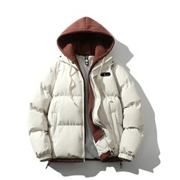 Winter Jacket Men Outdoor Hooded Thicken Parka Male Coats Windbreaker Fake Two Pieces Down Jackets Overcoat 240106
