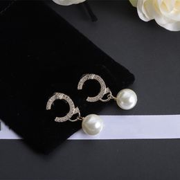 Pearl Earrings Woman Luxury Designer Earrings Letter Jewellery Women Diamond Earrings Wedding Jewellery