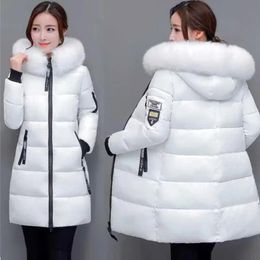 Fashion Coats Winter Jacket Women Parka Hooded Long Female Coat Office Lady Warm Down Fake Fur 240106