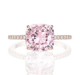 18k Rose Gold Pink Sapphire Diamond Ring 925 Sterling Silver Party Wedding Band Rings For Women Fine Jewelry2823605