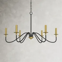 Chandeliers Custom American Vintage Iron Lights Living Room Lamp El Dining Bedroom Home Line Candelabra Hanging Fixtures