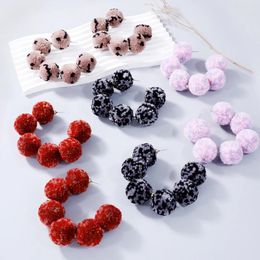 Dangle Earrings Exaggerated C-shaped Unique Plush Balls Design Statement For Women Fashion Banquet Party Jewelry Gifts