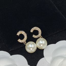 Fashion Pearl Earrings Woman Luxury Designer Earrings Letter Jewellery Women Diamond Earrings Wedding