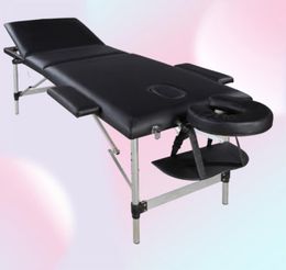 Portable Massage Bed SPA Facial Beauty Furniture 3 Sections Folding Aluminum Tube Bodybuilding Table Kit by sea GWE102084362415