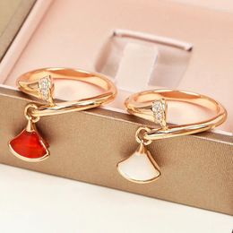 Cluster Rings Selling Brand Rose Gold Shell Fan Ring Women's Charm Fashion Elegant Temperament Luxury Party Gift Premium Jewellery