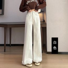 Women's Jeans High Waist Wide Leg Women Korean Streetwear Casual Big Size 2xl Baggy Straight Denim Pants Vintage Slim Fit Trousers White