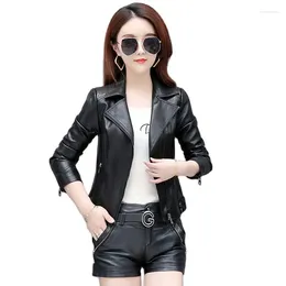 Women's Leather M-5XL Ladies Casual Faux Jackets Women Clothes 2024 Spring Style Outwear Short Korean Version Of Motorcycle PU Coat