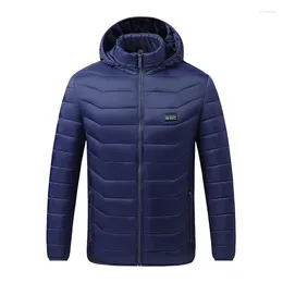 Racing Jackets Men's Heated Jacket Windproof Smart Controller Heating Fast Electric Coat Hooded Warm For