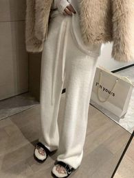 Women's Pants Soft Waxy Mink Wool Knitted Wide-leg Autumn And Winter Thick Slouchy Floor Length Korean