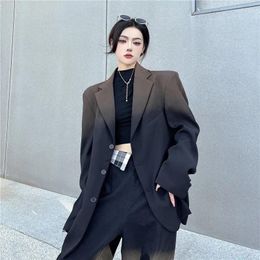 Women's Suits Insozkdg Women Blazers Gradient Lapel Korean Fashion Loose Suit Jackets Winter Young Lady Cardigans Female Clothes Jacket Tops