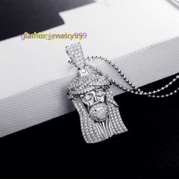 Custom Pass Diamond Tester Hip Hop Vvs Moissanite Necklace Iced Out Sier Avatar of Jesus Pendant Men Jewellery