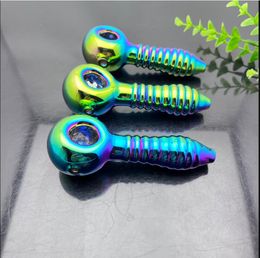 Glass Pipes Smoking Manufacture bongs blown hookah New Multi Spiral Electroplated Colourful Glass Pipe