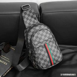 Waist Bags New Business and Leisure Chequered Chest Bag Korean Edition Men's Bag Single Shoulder Bag Crossbody Bag Trendy Backpack Small Body Bag
