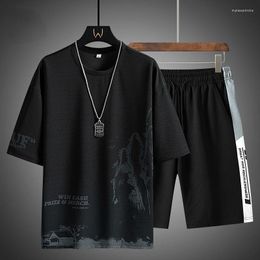 Men's Tracksuits Casual Printed Sets High Quality T-shirt Shorts Suit Summer O-Neck T Shirt Set Sports Running Men Clothes