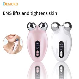 EMS Microcurrent Face Lifting Massager 3D Roller Anti Wrinkle Tighten Skin Rejuvenation Reduce Double Chin Beauty Apparatus 240106