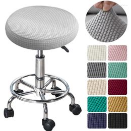 Chair Covers Solid Colour Corn Kernels Round Cover Dining Stool Elastic Cushion Washable Removable Bar Seat 1pc