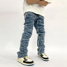 Men's Jeans Hip Hop Male Tassel Denim Pants 2024 Fashion Y2K Clothing Men Distress Loose Straight Vintage Mid Waist Trousers