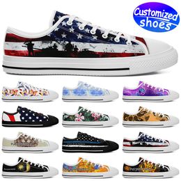 Customised shoes skateboard shoes LOW-CUT 7219 star lovers diy shoes Retro casual shoes men women shoes outdoor sneaker black white the Old Glory big size eur 29-49