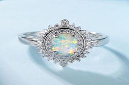 Selling 925 Sterling Silver White Fire Opal Engagement Wedding Ring For Women039s Gift7067286