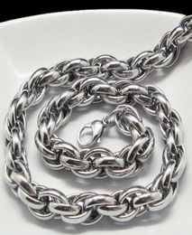 New Middle Eastern Style Silver Pure 316L Stainless steel Silver Oval Rope Chain Link Necklace in Men Jewelry 9mm 200399229733