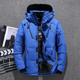 Mens White Duck Down Jacket Warm Hooded Thick Puffer Jacket Coat Male Casual High Quality Overcoat Thermal Winter Parka Men 240106