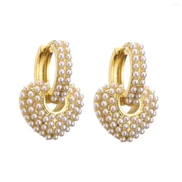 Stud Earrings For Women Plated With 18k Gold Pearl Round Heart-shaped Trendy Jewellery Holiday Gifts