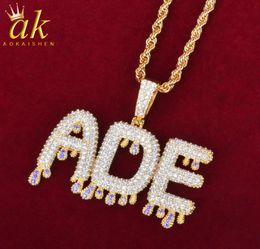 Custom Name Personalised Necklaces for Women Jewellery Gold Colour Small Purple Drip Hip Hop Jewellery With Rope Chain8868705