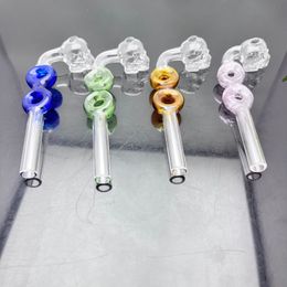 Glass Pipes Smoking Manufacture Hand-blown bongs hookah New Coloured Double Circle Skeleton Curved Pot Glass Long Pipe