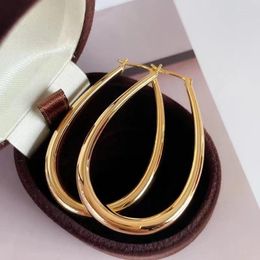 Dangle Earrings UNICE Women Retro Simple Exaggerated Real 18K Gold Solid Yellow AU750 Fine Jewellery Oval Drop All Match