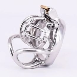 New Arrival Chastity Cage with Anti-off Short Ring Male Cockring Stainless Steel Curved Testicle Restraints Devices