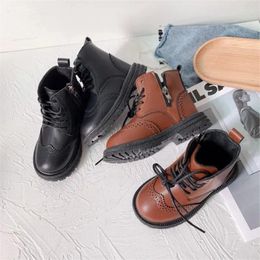 Boots Children Shoes Autumn Winter Retro Versatile For Boys Fashion Leather Short Girls British Style Ankle