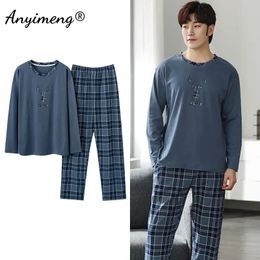 Deer Printing Elegant Pyjamas Set for Man Autumn Winter Fashion Soft Cotton Mens Loungewear Comfortable Sleepwear Boy 240106