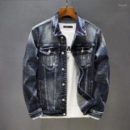 Men's Jackets Autumn Men High Quality Stretch Skinny Denim Jacket Button Retro Slim Street Wear Motorcycle Casual Jeans Plus Size 5XL