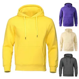 Men's Hoodies 2024 Autumn Hooded Men Thick 380g Fabric Solid Basic Sweatshirts Drawstring Front Pocket Pullovers Casual