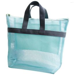 Shopping Bags Mesh Beach Bag Handbag Waterproof Swim Wash Travel Carrier Shoulder Blue