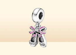 100% Sterling Silver Pink Ballerina Shoes Dangle Charms Fit Original European Charm Bracelet Fashion Women Wedding Jewelry Accessories4517187