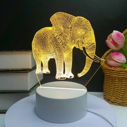 1pc Elephant Pattern Single Color Warm Light Night Light, Small Gift For Friends Family
