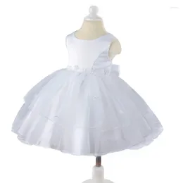 Girl Dresses Baby Flower Toddler White And Ivory Tulle Born Christening Baptism Gown 1 Years Birthday Dress