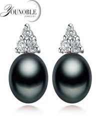 Genuine Black Pearl Earrings studs For Women Trendy Freshwater 925 Silver Earring Jewellery Bridal Gift4199490