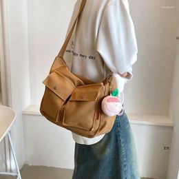 Evening Bags Simple Solid Canvas Shoulder Women's Messenger Bag Korean Fashion Crossbody For Phone 2024 Students Cloth Female Handbags