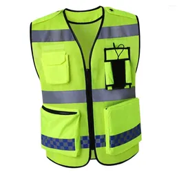 Motorcycle Apparel High Visibility Vest Sleeveless Waistcoat Reflective Strip Zipper