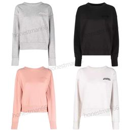 Isabels Marant Embroidery Sweatshirt 24SS Women Designer Cotton Sweatshirts New Jumper Round Neck Pullover Sweater Loose Long sleeved Hoop Hoodies tops