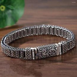 Link Bracelets Fashion Jewellery Rattan Grass Pattern Woven Bracelet For Men Retro Accessories Punk Dragon Scale Domineering Men's Chain