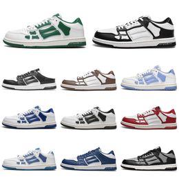 Designer Men Athletic Skelet Bones Trainers Women Black White Casual Sports Skel Top Low Amlrl Genuine Leather Lace Up High Basketball Shoes S668