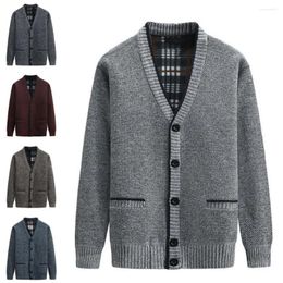 Men's Sweaters Fashion Knitted Cardigan Autumn Winter V-Neck Skin-friendly Solid Colour Men Sweater Coat Coldproof
