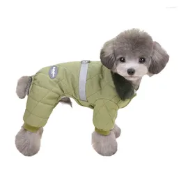 Dog Apparel Pet Clothes Four Legs Cotton Coat Winter Teddy Puppy With Pull Loop Diamond Plaid